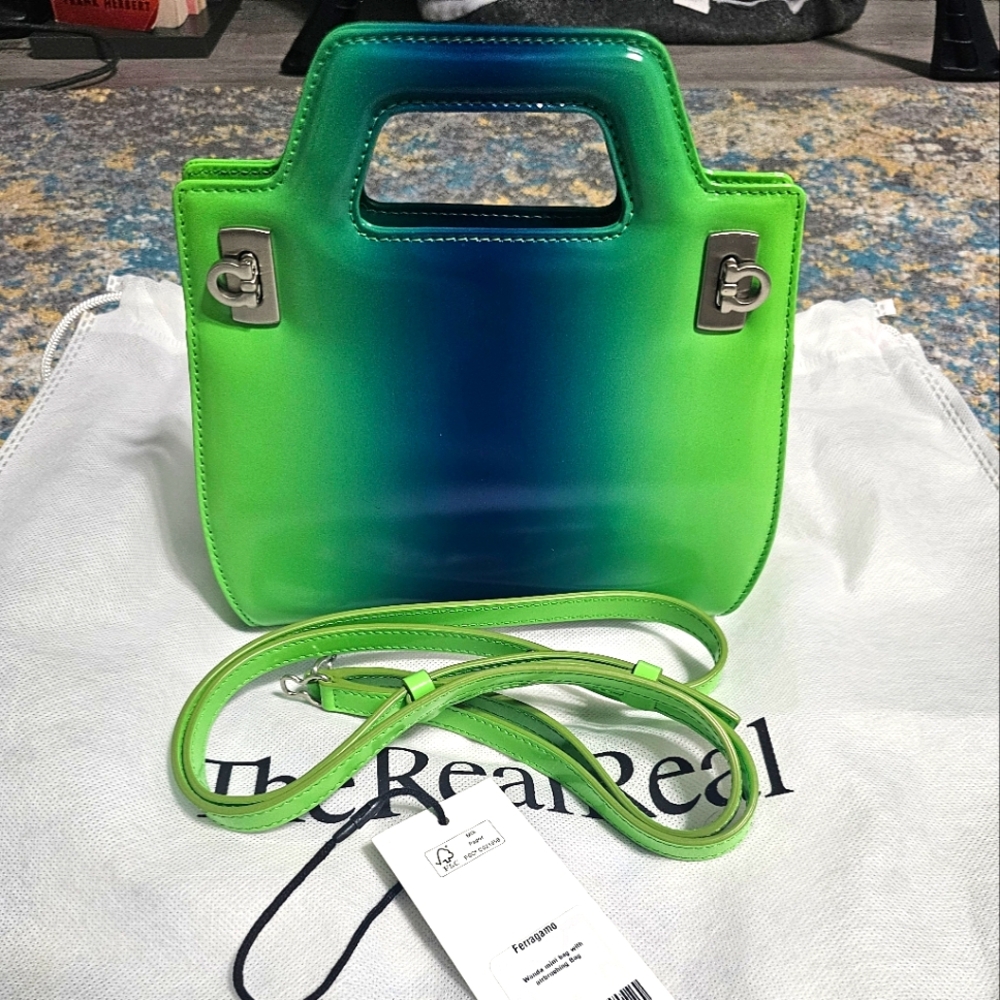 Salvatore Ferragamo Mini Wanda airbrushed blue and green